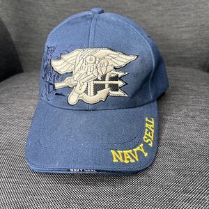 US Navy USN Navy Seal Special Warfare Seal Trident Baseball Cap Hat Navy Blue